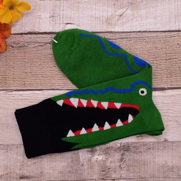 Alligator Eats Leg Funny Socks for Men in Green and Black Gift Packaged - Picture 1 of 9